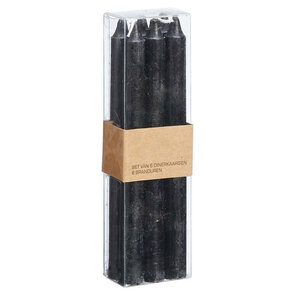 Dinerkaarsen - Paraffine - Zwart - 270 x 31 mm - Set van 6