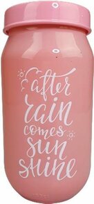 Voorraadpot SUMANO met tekst - Roze - Glas - Ø 8 x h 18 cm