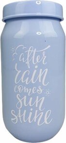 Voorraadpot SUMANO met tekst - Baby Blauw - Glas - Ø 8 x h 18 cm