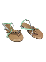 Slippers JOELLE met panter print - Groen / Zilver - Maat 32