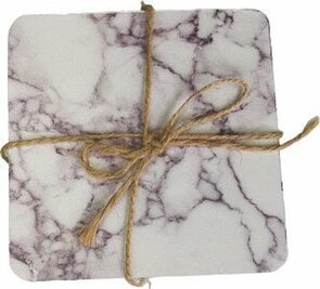 Luxe onderzetters FEDDE - Marmer - Vierkant - 10 x 10 cm - Set van 4
