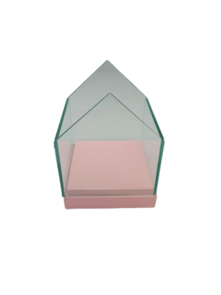 Theelichthouder huisje FLEEK - Roze - Glas - 12 x 12 cm - Waxinelichthouder – Waxinelicht – Gezellig – Sfeer – Kerst – Feestdagen – Licht – Wintertijd – Herfst – Thuis – Woonkamer – Interieur – Decoratie – Cadeau 