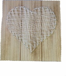 Muurdecoratie Hart - Wit - Hout / Touw - Met spijkers