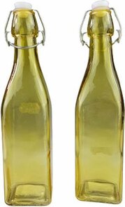 Trendy decofles ANASTACIA - Vierkant - Geel- Glas - 6x27cm - Set van 2