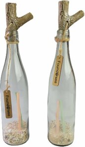 Trendy decofles / Strandfles KAISEN - Rond - Glas - 6x26cm - Set van 2