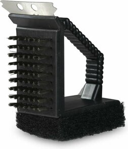 3-in-1 BBQ - Barbecue - Schoonmaakborstel - Zwart / Zilver - Kunststof / Metaal - 12 x 7 x 10 cm