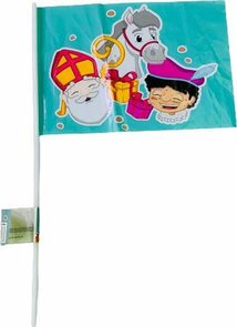 Sinterklaas - Vlaggetje - Kunststof - Lichtblauw - set van 2