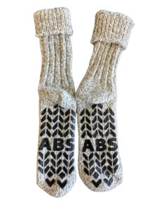 Anti Slip Huissokken - Kinder huissokken - Grijs / Zwart - Katoen / Wol / Polyamide - 35-38