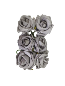 Decoratie Rozen - Grijs - Kunststof - 4 cm - 6 Delig