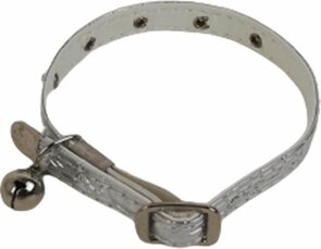 Katten/honden halsband - Zilver met diamanten - Verstelbaar - Belletje