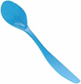 Eierlepel GABRIELIUS - Blauw - Kunststof - Herbruikbaar - 14 x 3 cm - Set van 6 - Ei