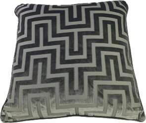 Kussenhoes flueel geometrische print ASHTON - Grijs - Polyester - 43 x 43 cm