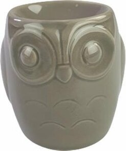 Geurbrander / Waxmelts theelichthouder Uiltje - Grijs - Keramiek - 8 x 9 cm - Waxinelichthouder – Waxinelicht – Gezellig – Sfeer – Kerst – Feestdagen – Licht – Wintertijd – Herfst – Thuis – Woonkamer – Interieur – Decoratie – Cadeau 