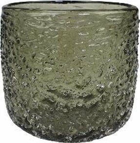 Theelichthouder - Transparant / Bruin - Glas - Ø 10 x h 10 cm - Waxinelichthouder – Waxinelicht – Gezellig – Sfeer – Kerst – Feestdagen – Licht – Wintertijd – Herfst – Thuis – Woonkamer – Interieur – Decoratie – Cadeau 