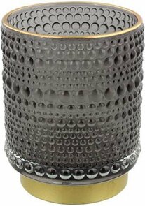 Theelichthouder AMMAR - Groen / Goud - Glas - Ø 7 x h 9.5 cm - Waxinelichthouder – Waxinelicht – Gezellig – Sfeer – Kerst – Feestdagen – Licht – Wintertijd – Herfst – Thuis – Woonkamer – Interieur – Decoratie – Cadeau 