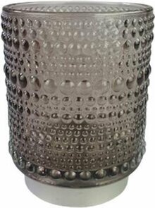 Theelichthouder AMMAR - Grijs / Zilver - Glas - Ø 7 x h 9.5 cm - Waxinelichthouder – Waxinelicht – Gezellig – Sfeer – Kerst – Feestdagen – Licht – Wintertijd – Herfst – Thuis – Woonkamer – Interieur – Decoratie – Cadeau 