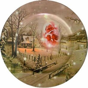 Kerst Decoratie Bord Kerstman - Multicolor - Kunststof - Ø33cm