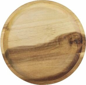 Decoratief bord - Half Bruin/Beige - Hout - Ø 20 cm
