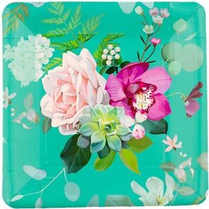 Bordjes MARITH - Blauw / Multicolor - Karton - 23 x 23 cm - Set van 10