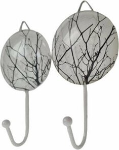 Ophanghaakje - Haakje - Takken - Deurhaakje - Kapstok Haakje - Wit - Metaal / Glas - Set van 2