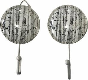 Ophanghaakje - Haakje - Bomen - Deurhaakje - Kapstok Haakje - Wit - Metaal / Glas - Set van 2