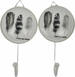 Ophanghaakje - Haakje - Veren / Tekst - Deurhaakje - Kapstok Haakje - Wit - Metaal / Glas - Set van 2