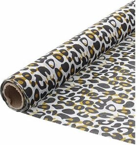 Decostof ZINA - Panterprint - Wit / Zwart / Bruin - 28 x 300 cm - Polyester - Decoratiestof - Versierstof