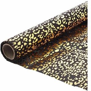 Decostof ZINA - Goud / Zwart - 28x300 cm - Polyester - Decoratie stof - versierstof - Deco print