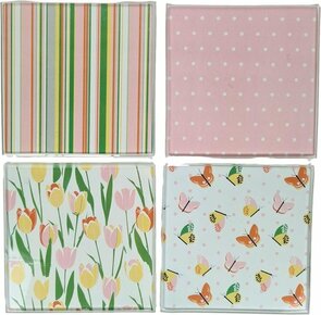 Onderzetters LIBELLE - Vierkant - Multicolor - Glas - 9 x 9 cm - Set van 4