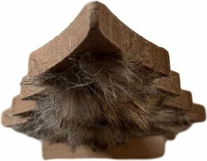 Houten kerstboompje met vacht - Bruin - h 26 cm
