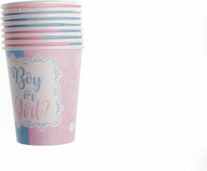 Boy Or Girl Bekertjes - Roze / Blauw - Gender Reveal Party - Karton - 8 stuks