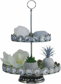 Etagere 2 lagen / Presenteerschaal - Zilver - 27 x 40 cm