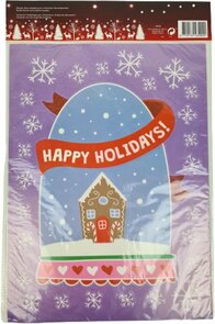 Kerst Raamstickers - Paars - kerstkoek huis - 24x33 cm - Kunststof - 2 Stickers