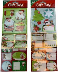 Gift Tag - Label Stickers Voor Cadeaus - Multicolor - Papier - b 12,5 x h 34 cm - Assorti - Kerst