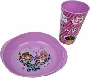 L.O.L. Kinderservies - Serviesset - Paars - Kunststof - Beker / Kom - 2 Delig