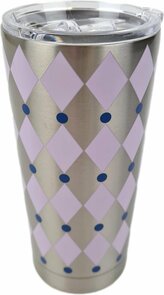 Thermos kop - Paars met zilver - Metaal / RVS - 18 cm