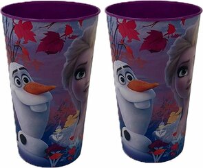 Frozen - 2 Bekers - Serviesset - Kinderservies - Kunststof - Paars