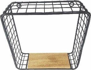 Wandrek ALIDA - Metaal / Hout - Zwart - 25 x 25 x 9 cm