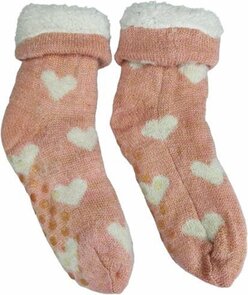 Huissokken hoog model - Kinder huissokken - Roze / Wit - Maat 36 / 41