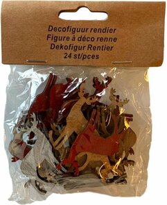 Decoratie figuurtjes - Rendier - Hout - Multicolor