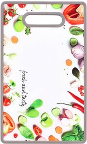 Snijplank met print GORDON - Groente Achtergrond - Grijs - Kunststof - 36 x 22 x 1.2 cm