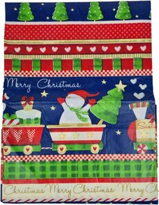 Kerst tafelkleed kerstboompjes met tekst "Merry Christmas" - Blauw / Rood / Multicolor - Kunststof - 140 x 200 cm