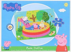 Peppa Pig Puzzel - Multicolor - Zwembad / Glijbaan - 24 x 17 cm - 24 Stukjes - 3+ 
