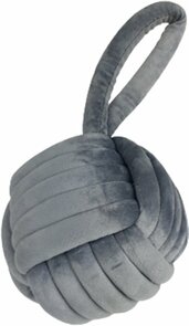 Luxe Deurstopper / Deurstop knoopbal met lus  LUXUS - Grijs - Velvet /  Fluweel - ø 15 cm - Deurstopper - 100% polyester