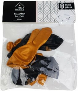 Ballonnen met tekst "Geslaagd" - Goud / Zwart - Rubber - 25 cm - 8 stuks - Ballon - Geslaagd