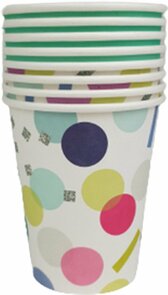 Feestbekertjes met stippen - Wit / Multicolor - Karton - 250 ml - 7 stuks - Pasen