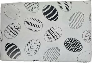 Tafelkleed Pasen - Eieren - Zwart / Wit - Waterbestendig Vinyl - 200 x 140 cm - Feest - Kerst - Verjaardag - Sinterklaas - Pasen - Feestdagen - Bruiloft