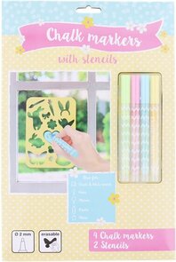 Raamstiften met stencils pasen - Multicolor - Karton / Kunststof - 6 Delig - Pasen - Paashaas - Lente - Easter