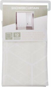 Douchegordijn met druppel motief - Kunststof - Wit / Transparant - 180 x 200 cm