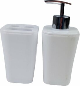 Tandenborstelhouder en zeepdispenser ZODIAC - Wit - Kunststof